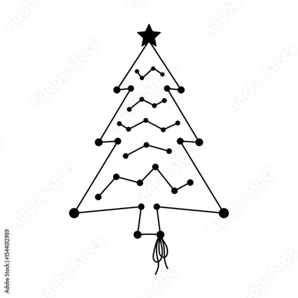 Obraz Christmas tree icon. Black outline linear silhouette. Editable strokes. Front side view. Vector simple flat graphic illustration. Isolated object on white background. Isolate.