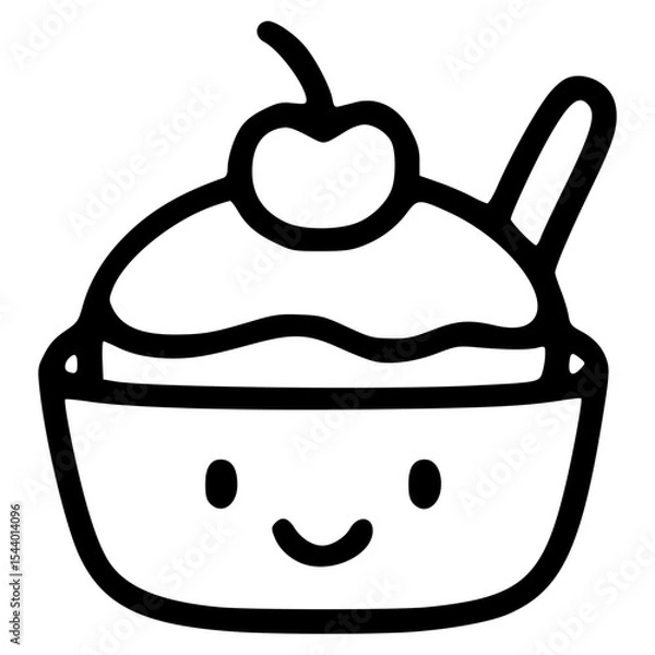 Obraz Kawaii Outlined Ice Cream Sundae