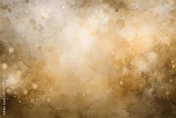 Fototapeta Artistic watercolor background with golden and brown tones, featuring soft splatters and light textures. Ideal for elegant, abstract, or nature-inspired creative projects.