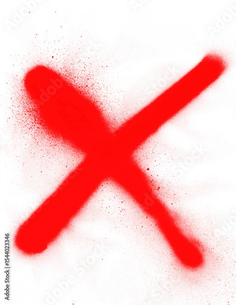 Fototapeta Red Spray Paint brush X cross Mark PNG - Grunge Cross Symbol, Urban Graffiti Element, Distressed Cancellation, or Abstract Graphic