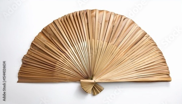 Fototapeta natural fan made from dried palm leaves isolated on a white background