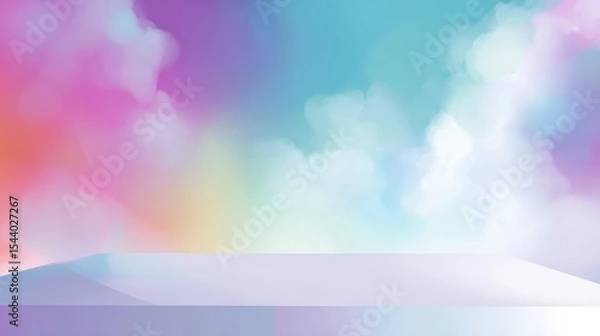 Obraz Pastel gradient background with soft abstract clouds and light pink blue hues