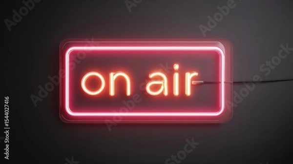 Obraz Neon "on air" sign glowing in dark studio setting