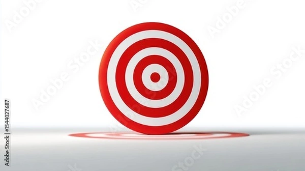 Obraz Red and white target with shadow on smooth white background