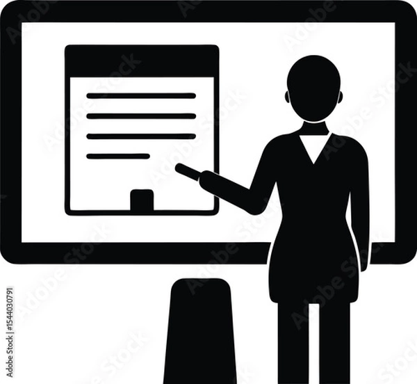 Fototapeta Online presentation silhouette vector illustration