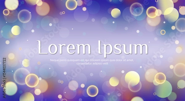 Obraz Blurred merry christmas landing page. Winter new year or christmas abstract background with glitter and bokeh on a blue background