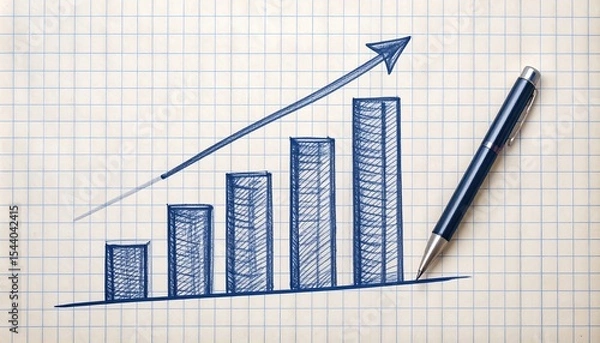 Obraz Growth chart sketch on notebook.