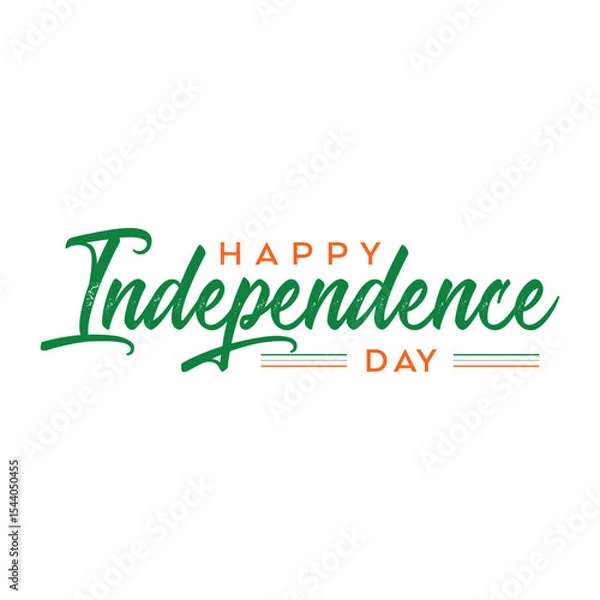 Fototapeta Happy Independence Day Calligraphic Typography Text with Tri Color Indian Flag Background Design. Happy Independence Day text Vector