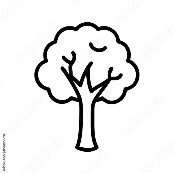 Fototapeta A best tree line art and outline vector icon