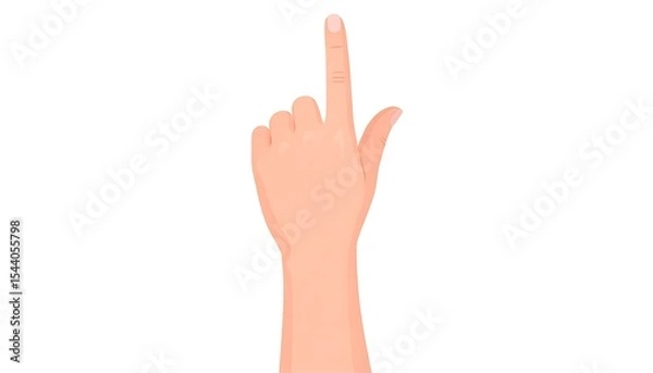 Obraz Hand pointing up with white background.