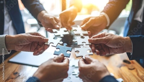 Fototapeta Teamwork Puzzle Solution Collaboration.