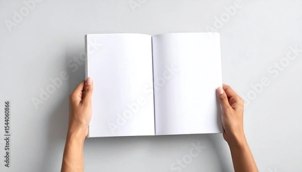 Obraz Hands holding blank brochure.