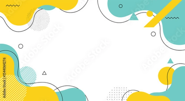 Obraz Abstract Geometric Frame Background with Yellow and Blue Shapes