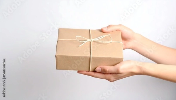 Obraz Hands Offering Wrapped Gift.