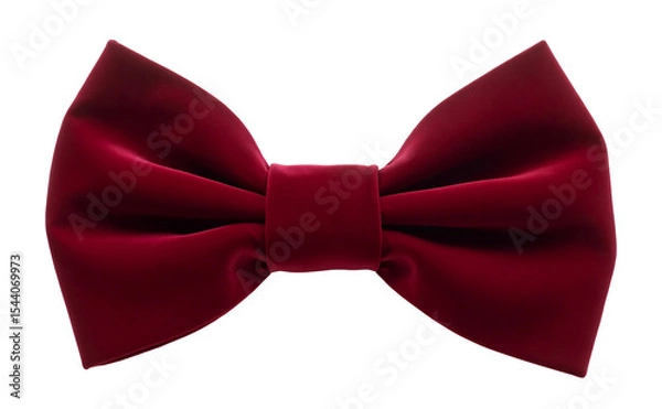 Fototapeta Elegant velvet bowtie in rich burgundy color showcasing sophistication isolated on transparent background