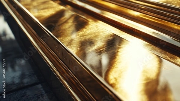 Fototapeta Golden Staircase Reflection: Architectural Detail in Sunlight