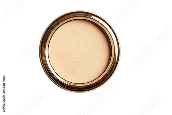 Fototapeta Round gold compact makeup case with cream foundation inside  
