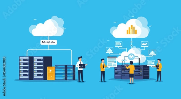Fototapeta Cloud Computing Data Management, Server Administration, and Cloud Storage Solutions