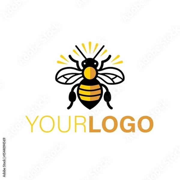 Obraz A stylized bee logo is isolated on white background