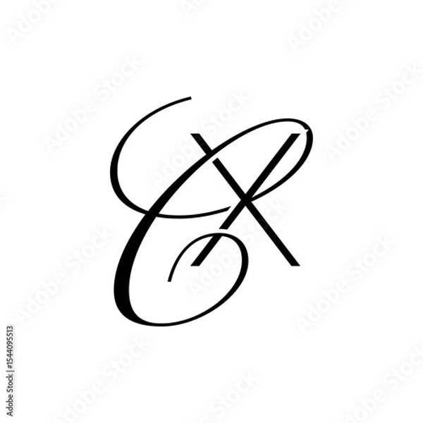 Obraz initial letter x with c script logo
