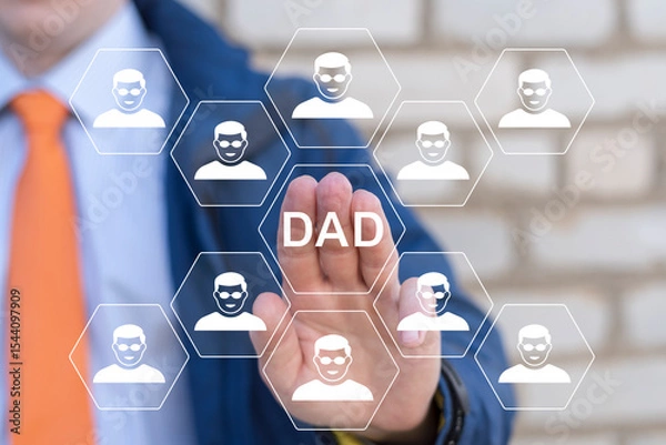 Fototapeta Business person using virtual touch screen push text: DAD. DAD Disciplined Agile Delivery Business concept. DAD Framework for Scalable Agile Solutions.