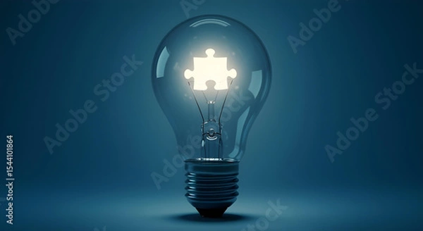 Fototapeta Illuminated light bulb with puzzle piece symbolizing autism and neurodiverse empowerment Conceptual Image