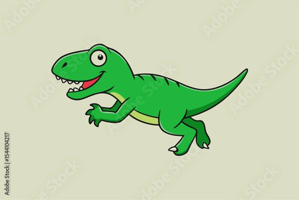 Fototapeta Green Cartoon Tyrannosaurus Rex Leaping Joyfully t rex