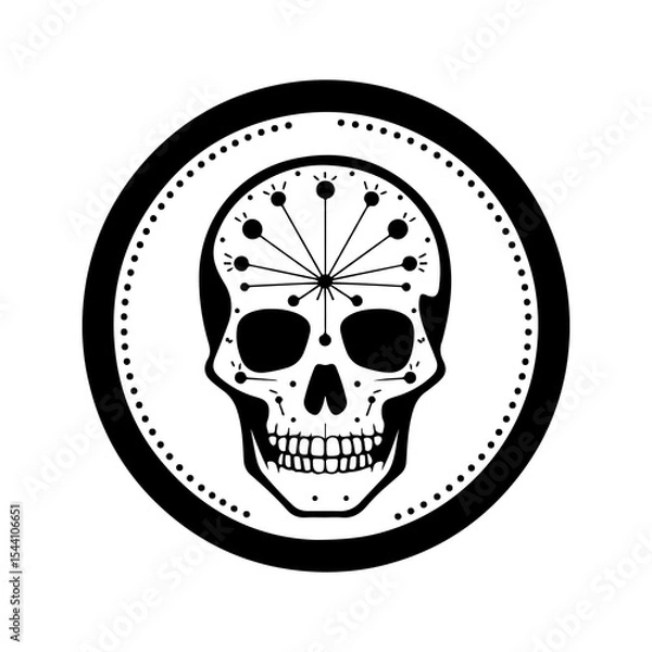 Obraz Stylized sugar skull design isolated on white background