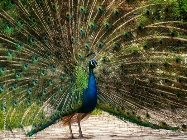 Fototapeta Peacock. Bird with beautiful Peacock’s feathers. 