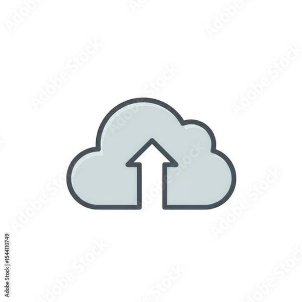 Fototapeta Cloud upload icon grey and white isolated on transparent background