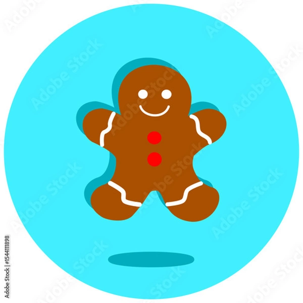 Obraz  Friendly and sweet gingerbread man, an icon of holiday season delights. Ideal for recipes, party invitations, or children's designs. Bring the warmth of Christmas with this adorable character.