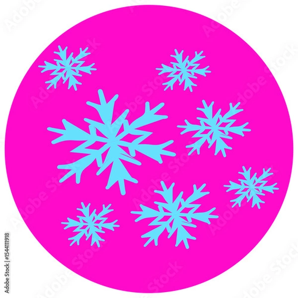 Obraz Beautiful and unique pink and purple snowflakes, bringing winter elegance. Perfect for backgrounds, patterns, or holiday designs. Create a magical atmosphere with these stunning snow elements.