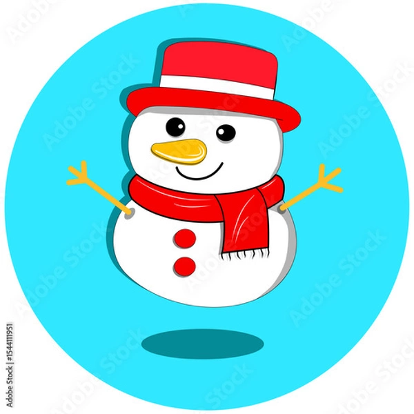Obraz Cute snowman with a scarf and hat, bringing delightful winter spirit. Suitable for Christmas projects, children's designs, and holiday decorations. Add a touch of happiness with this sweet illustratio