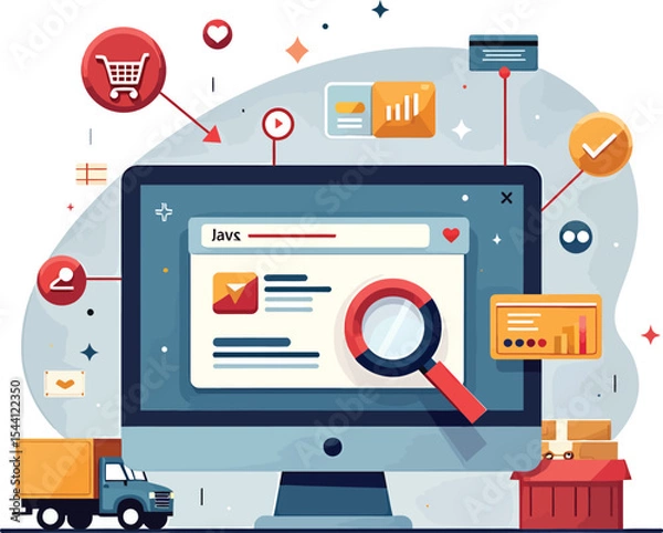 Obraz Ecommerce online shopping website design and delivery service for business and retail sales promotion