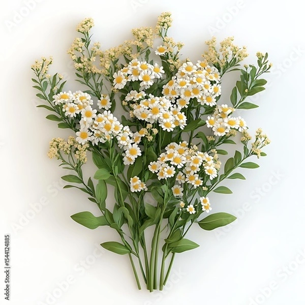 Fototapeta A beautiful and vibrant image of a bouquet of daisy-like flowers against a white background