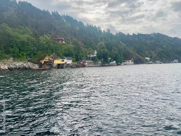 Obraz Mountain village in a Fjord in Oslo, Norway 
