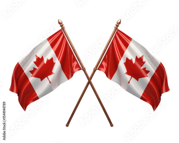 Obraz Celebrating Canada A Majestic Display of Crossed Canadian Flags, Symbolizing Unity and Pride