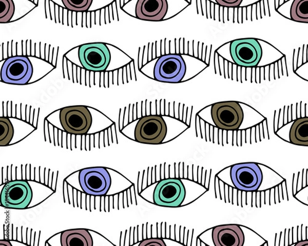 Fototapeta Seamless pattern with eyes. Vector background.