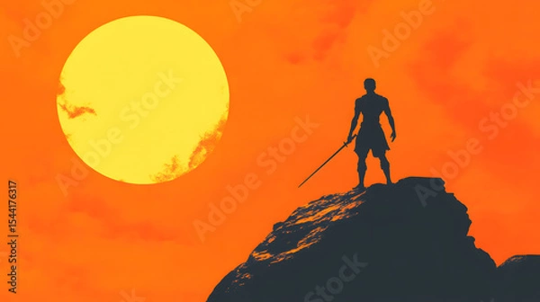 Fototapeta climber on the top of the mountain