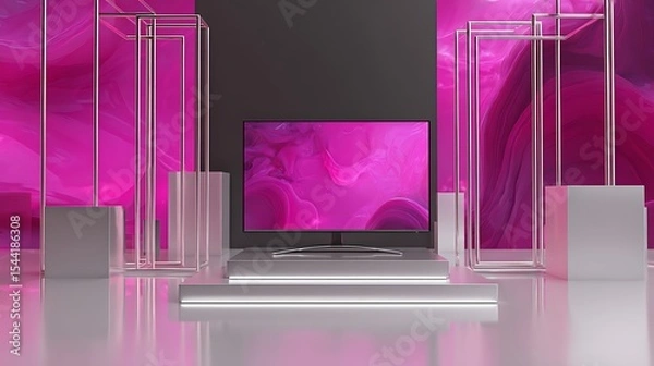 Fototapeta uxury Desk Space: Interior Background with RGB Gaming PC"

"Creative Zone: Interior Design Featuring Ultra-Slim Computer Setup"

"Digital Living: Cozy Interior with Stylish Workstation Design"
