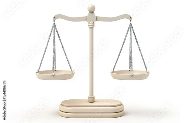 Obraz High Quality Visual of Balance Scale White Set Isolated on White Background