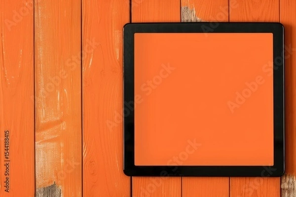 Obraz High Quality Picture of a Computer Tablet with Orange and White Papers on it