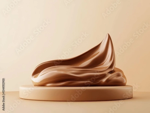 Obraz high quality image of 3d illustration of pedestal podium with brown foundation cream showcase of beauty and cosmetics product high detail 8k