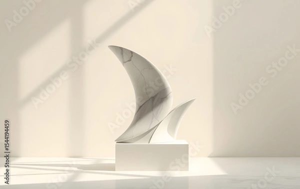 Fototapeta Abstract marble statue on an elegant base. Suitable for art and design concepts, interior decoration, and historical references in advertising.
