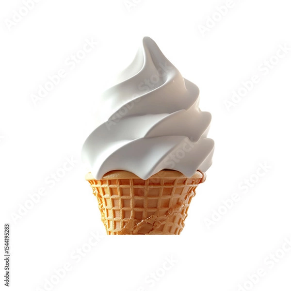 Fototapeta Vanilla swirl ice cream cone rendered in 3D on a clean white backdrop

