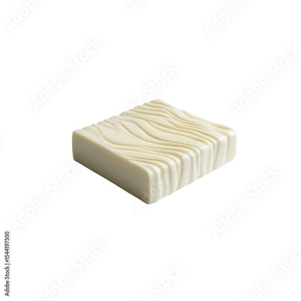Fototapeta A block of fresh tofu isolated on a white background in high detail