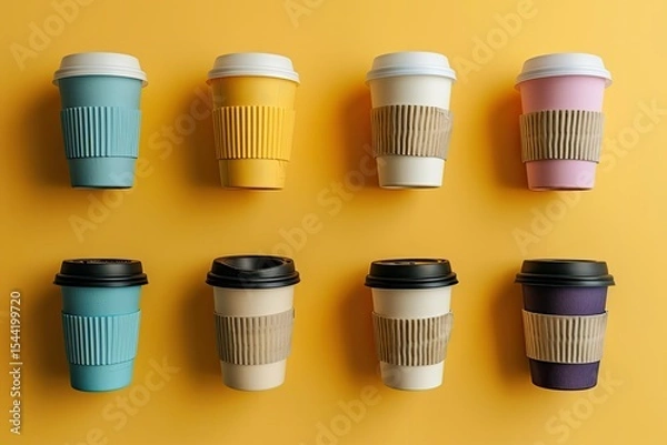 Obraz High Quality Visual of Top View Reusable Cups with Plastic Cups