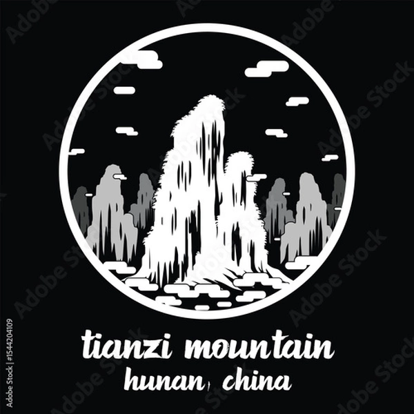 Obraz Circle Icon Tianzi Mountain. Vector illustration