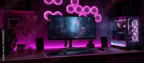 Fototapeta "Modern Workspace Vibes: Sleek Interior with Computer Setup"

"Tech-Inspired Elegance: Interior Design Meets Digital Aesthetics"

"Futuristic Workstation: Minimal Computer Interior Background"

