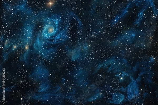 Obraz Clear Pixel Visual of Starry Night Tapestry of Stars, Nebulae, and Galaxies